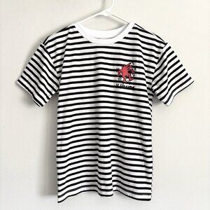 Keith Haring White and Black Striped Short Sleeve T-Shirt Kid’s Size XL 14/16